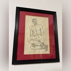 original 40s art topless man, signed Fuchs ‘43